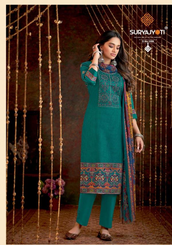 Suryajyoti Shezan Vol-1 jam Satin Neck Embroidery Dress Material